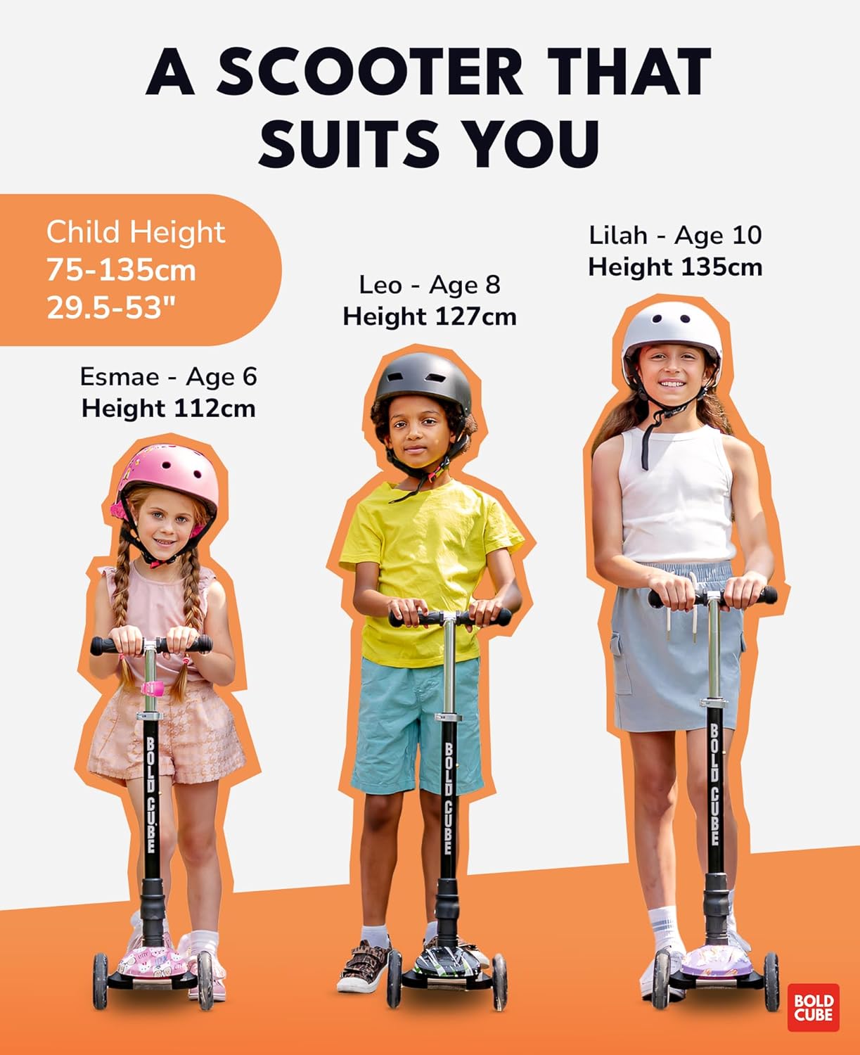 BOLDCUBE Big Fold | Three Wheel Scooter for Children | Astro Dream
