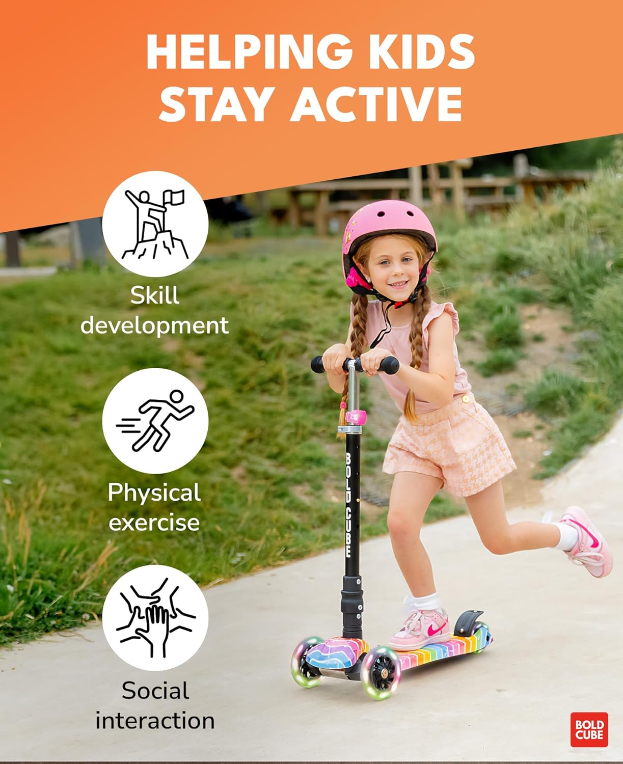 BOLDCUBE Big Fold | Three Wheel Scooter for Children | Astro Dream