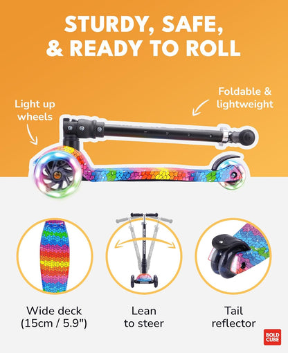 BOLDCUBE Big Fold | Three Wheel Scooter for Children | Crystal Rubix
