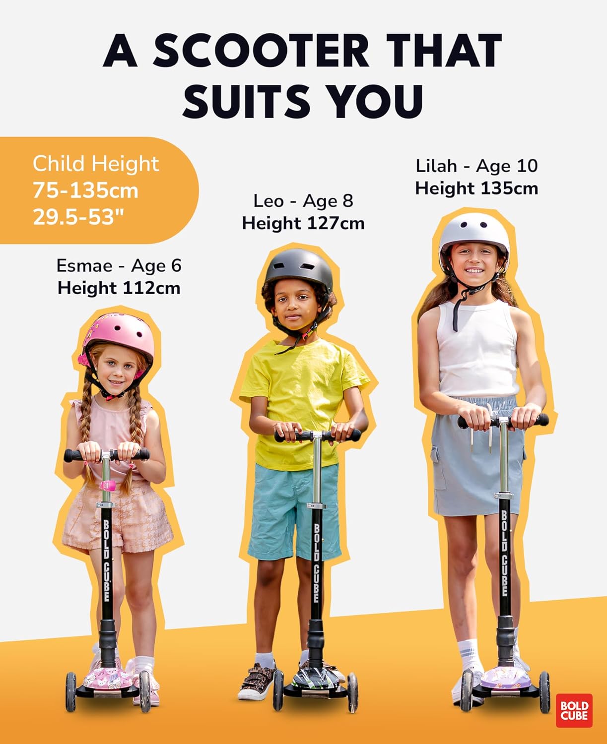 BOLDCUBE Big Fold | Three Wheel Scooter for Children | Crystal Rubix