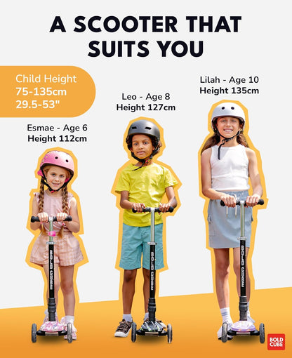 BOLDCUBE Big Fold | Three Wheel Scooter for Children | Crystal Rubix