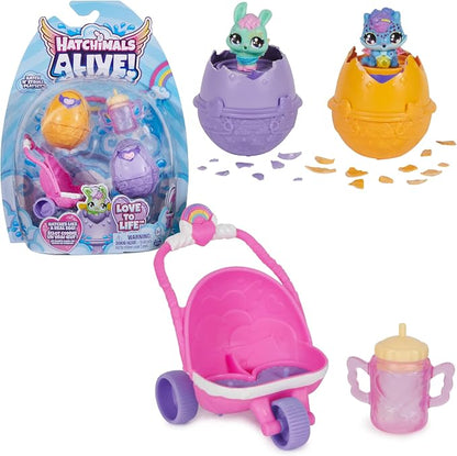 HATCHIMALS Alive, Hatch N’ Stroll Playset with Pushchair Toy