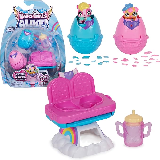 HATCHIMALS Alive, Hungry Playset with Highchair Toy