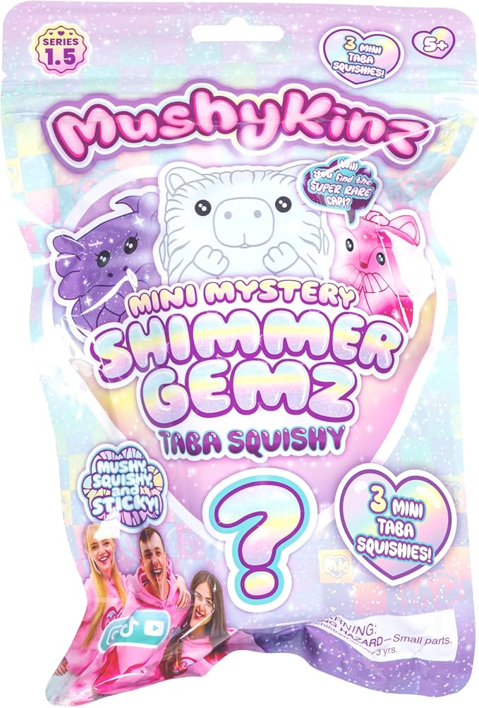 MushyKinz Mini Mystery Shimmer Gemz, Taba Squishy 3-Pack