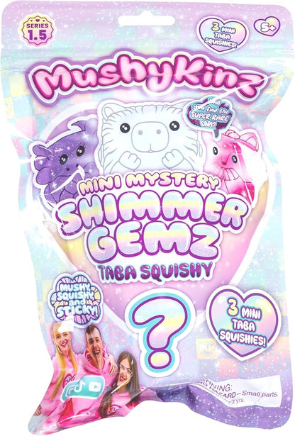 MushyKinz Mini Mystery Shimmer Gemz, Taba Squishy 3-Pack