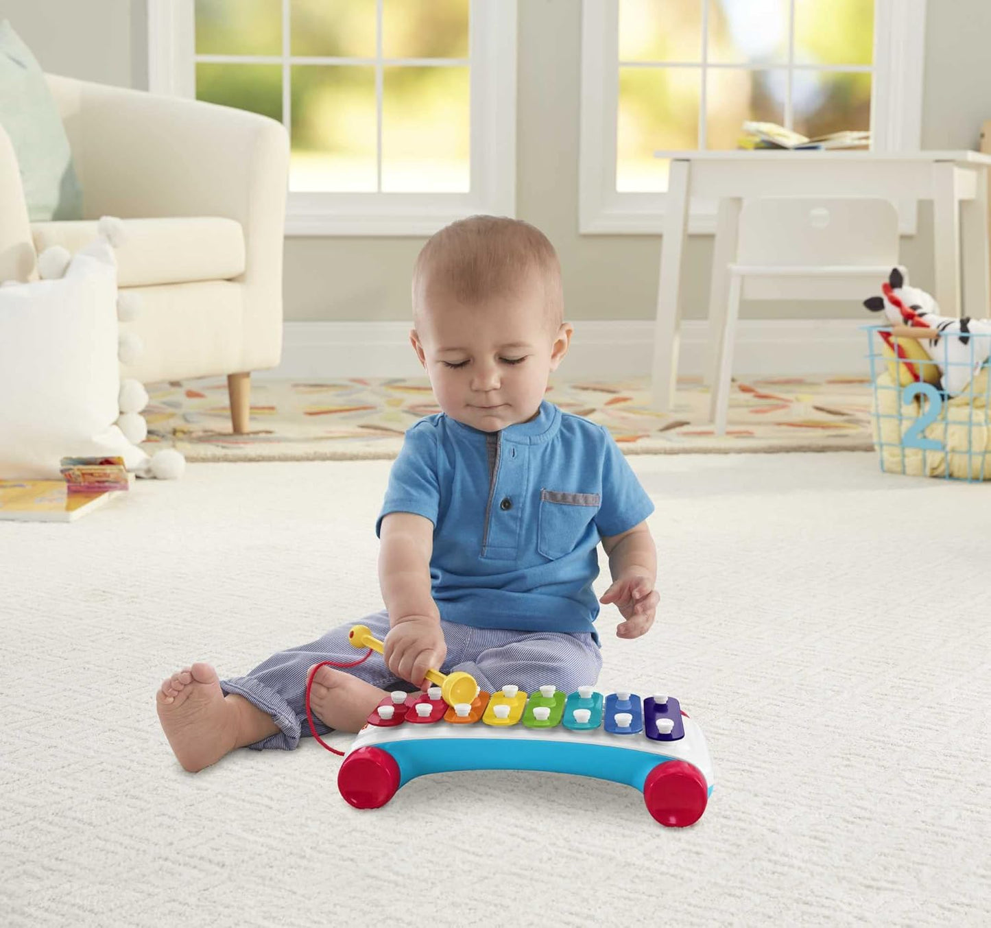 Fisher-Price Classic Xylophone Portable Colourful Musical Instrument on Wheels (CMY09)