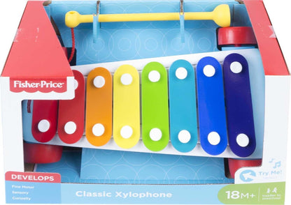 Fisher-Price Classic Xylophone Portable Colourful Musical Instrument on Wheels (CMY09)