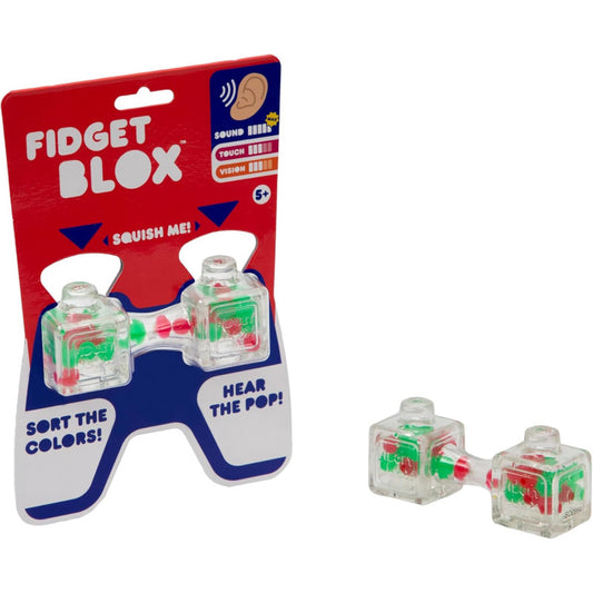 Fidget Blox - Sound, Sort The Colours And Hear The Pop! Sensational Sensory Experience- Red/Green