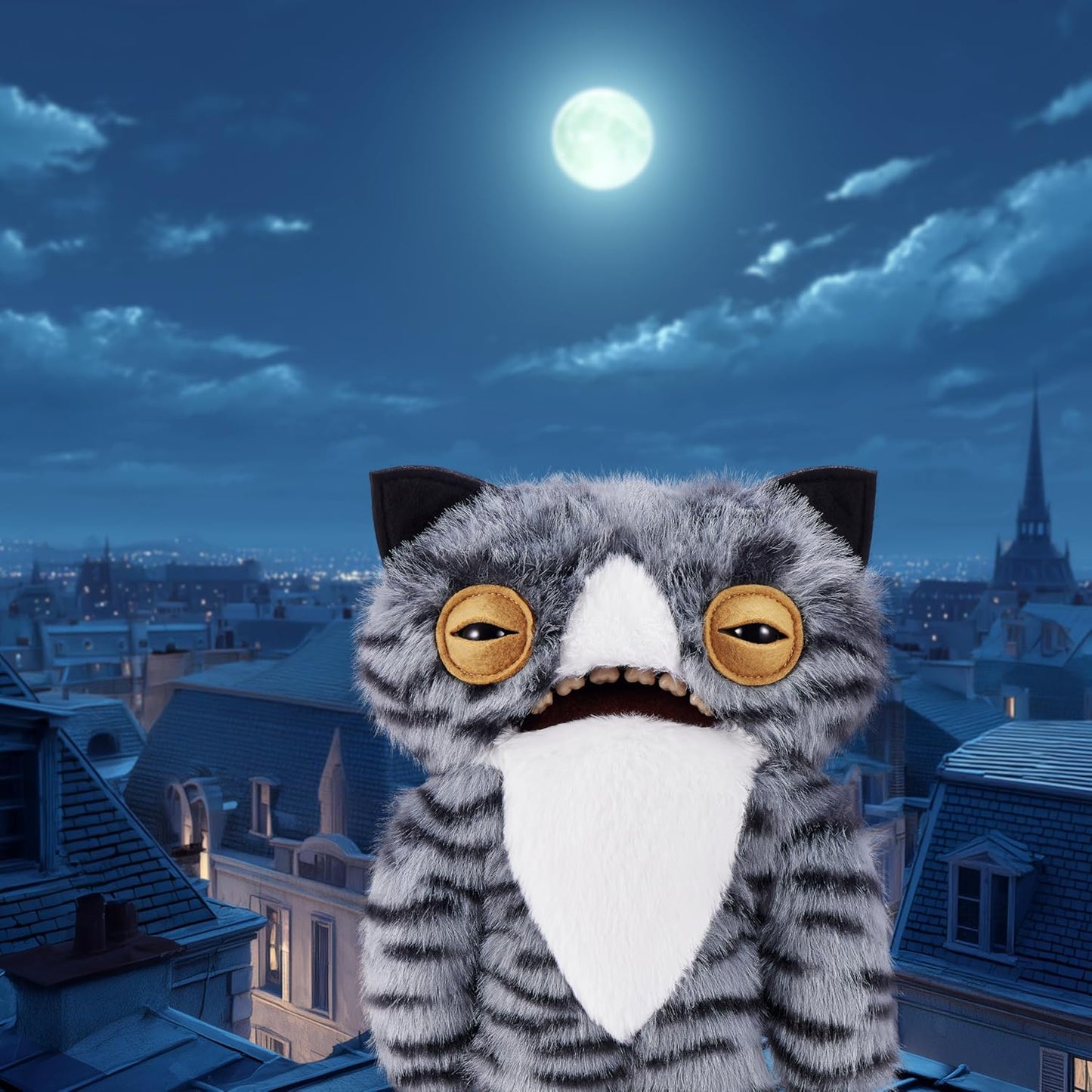 Fuggler Alley Cats 9-Inch Plush Toy (Wide Eyed Cat) by ZURU – Funny Ugly Monster Stuffed