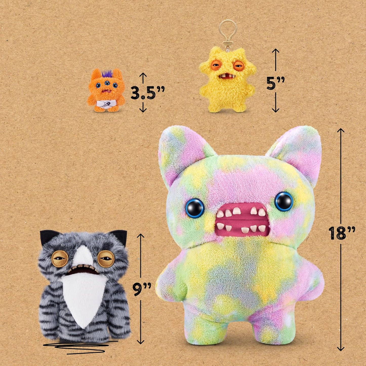 Fuggler Alley Cats 9-Inch Plush Toy (Wide Eyed Cat) by ZURU – Funny Ugly Monster Stuffed