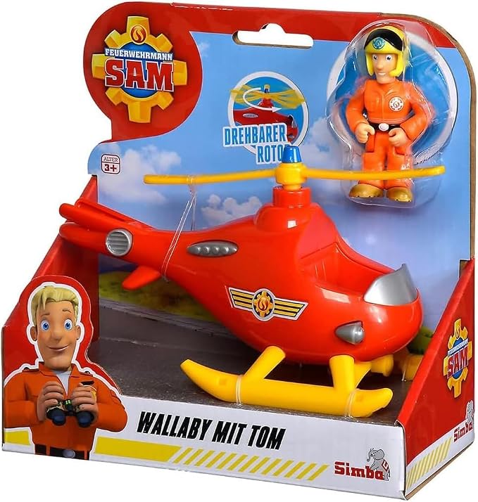 Fireman Sam Wallaby with Tom Helicopter with Turnable Rotor