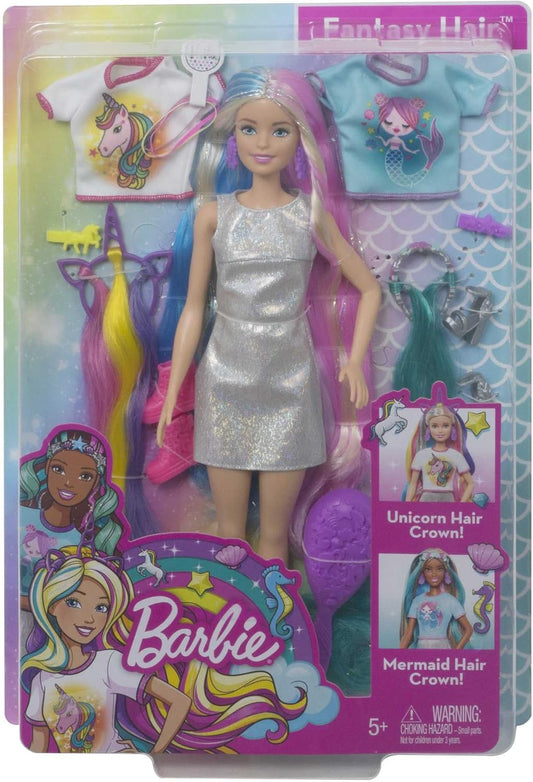 Mattel Barbie Fantasy Hair Doll with Mermaid & Unicorn Looks (GHN04)