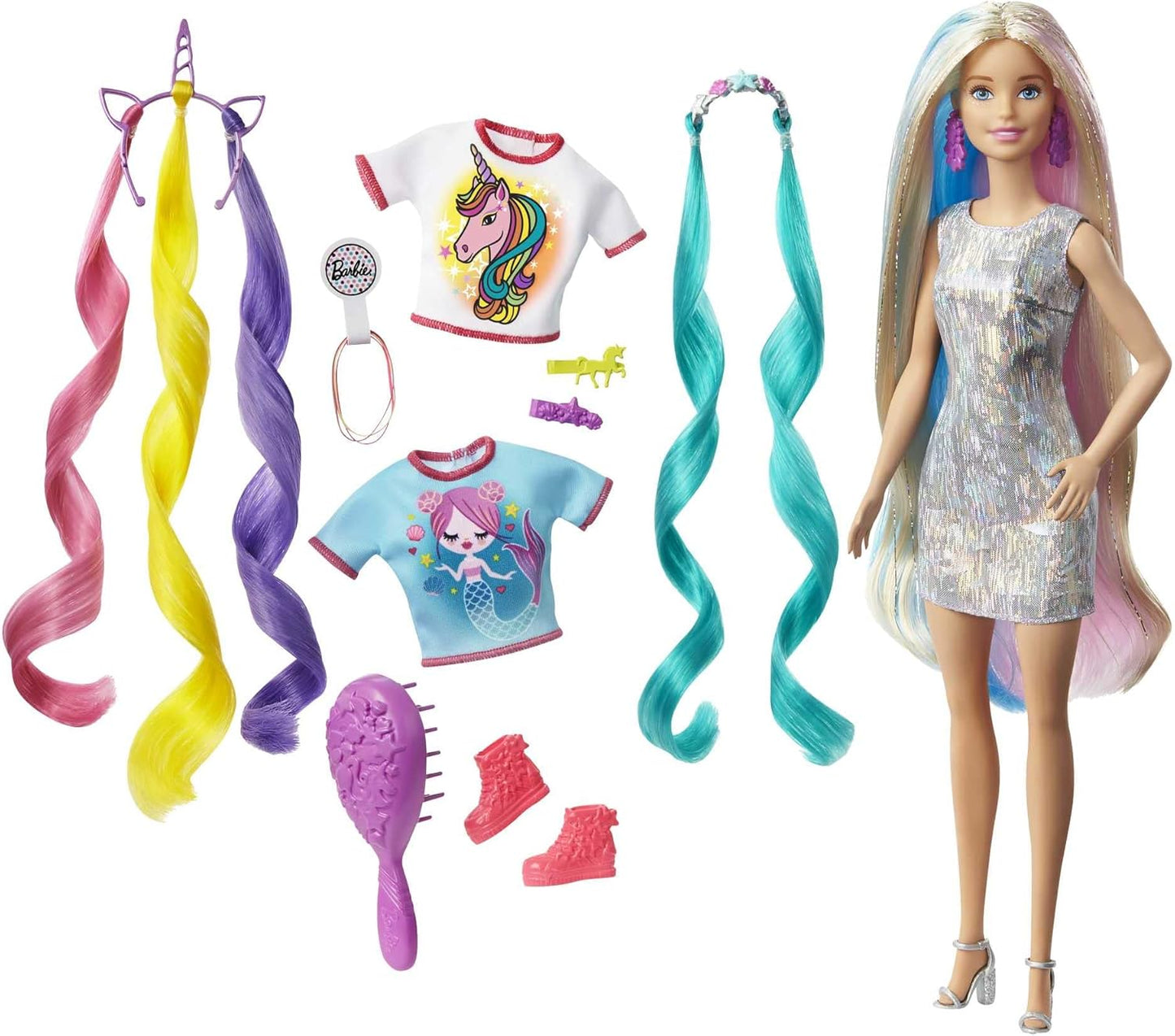 Mattel Barbie Fantasy Hair Doll with Mermaid & Unicorn Looks (GHN04)