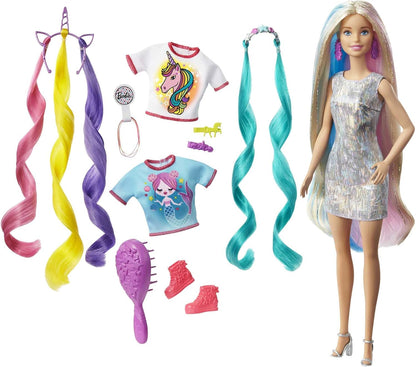 Mattel Barbie Fantasy Hair Doll with Mermaid & Unicorn Looks (GHN04)