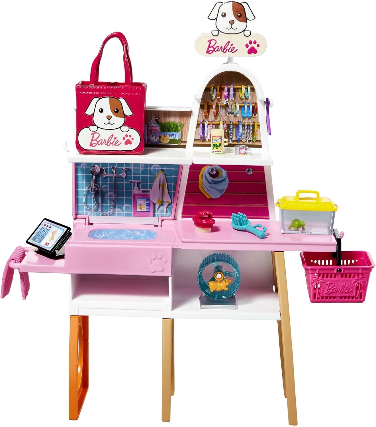 Barbie Doll and Pet Boutique Playset with 4 Pets, Color-Change Grooming (GRG90)