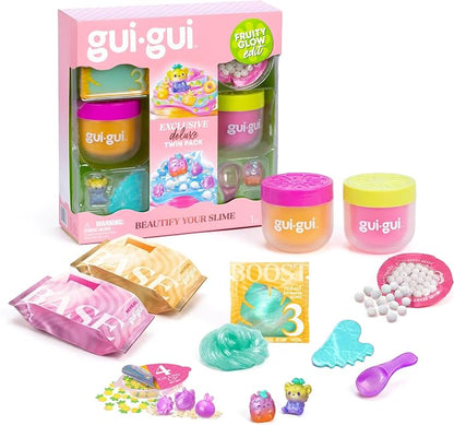 Gui Gui Fruity Glow Deluxe Twin Pack Slime Kit, 2 Scented Slimes Jelli & Clear.