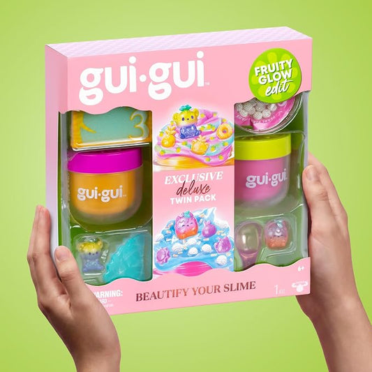 Gui Gui Fruity Glow Deluxe Twin Pack Slime Kit, 2 Scented Slimes Jelli & Clear.