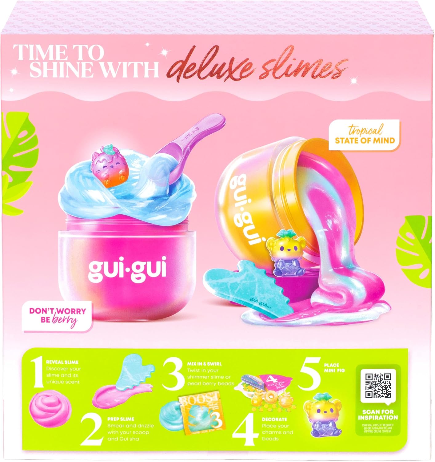 Gui Gui Fruity Glow Deluxe Twin Pack Slime Kit, 2 Scented Slimes Jelli & Clear.