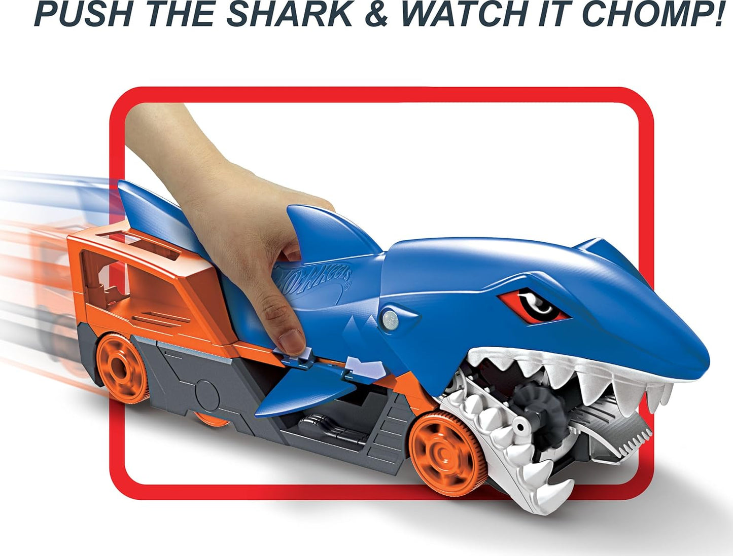 Hot Wheels Shark Chomp Transporter Playset & Diecast Car, GVG36