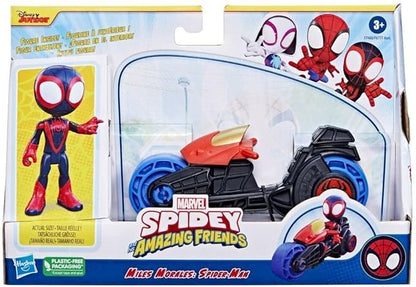 SPIDEY AND HIS AMAZING FRIENDS Marvel, Miles Morales Action Figure, Toy Motorcycle, Toys for 3 Year Old Boys and Girls and Up