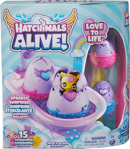 HATCHIMALS Alive, Make a Splash Playset with 15 Accessories
