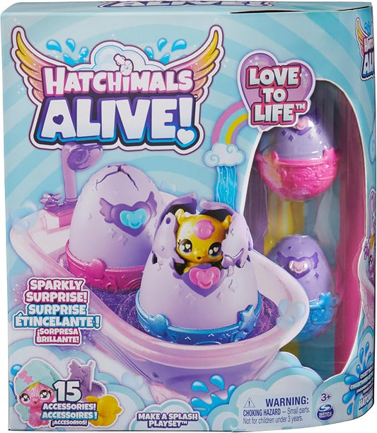 HATCHIMALS Alive, Make a Splash Playset with 15 Accessories