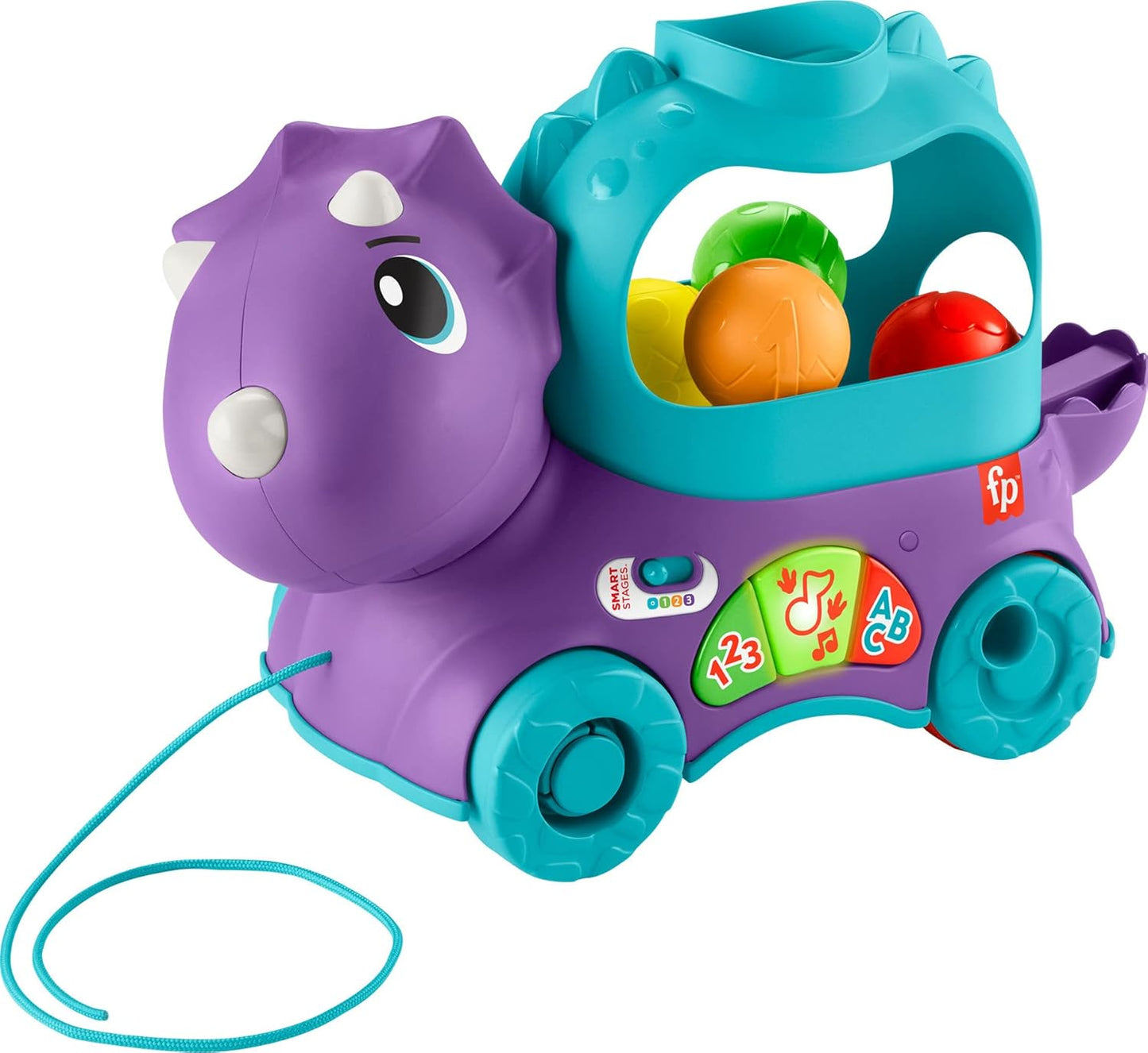 Fisher-Price Toddler Learning Toy Poppin’ Triceratops Dinosaur Pull-Along Ball Popper