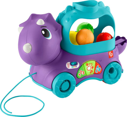 Fisher-Price Toddler Learning Toy Poppin’ Triceratops Dinosaur Pull-Along Ball Popper