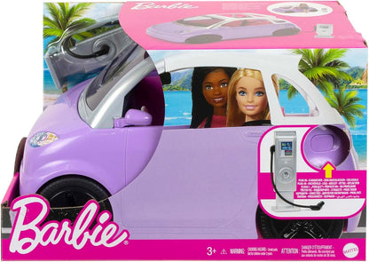 Barbie Car, Kids Toys, “Electric Vehicle” with Charging Station and Plug (HJV36)