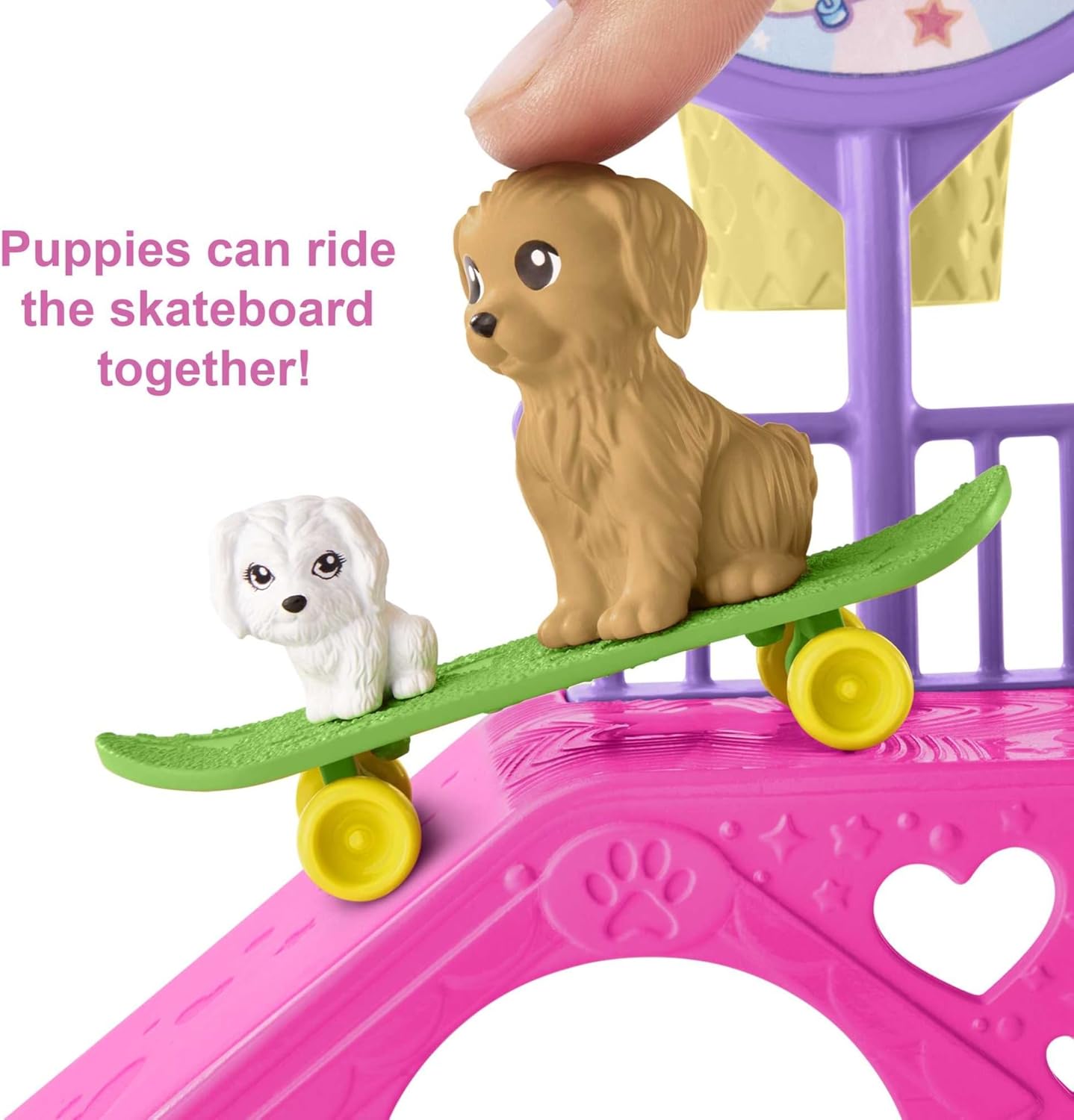 Barbie Chelsea Doll & Skate Park Playset with 2 Puppies, Skate Ramp (HJY35)