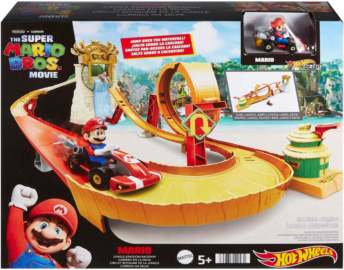 Hot Wheels The Super Mario Bros Jungle Kingdom Raceway Playset (HMK49)