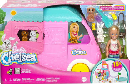 Barbie Camper, Chelsea 2-in-1 Playset with Small Doll (HNH90)