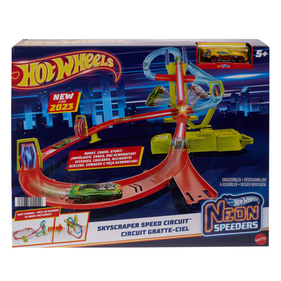 Hot Wheels Neon Speeders: Skyscraper Speed Circuit Track Set (HPC07)
