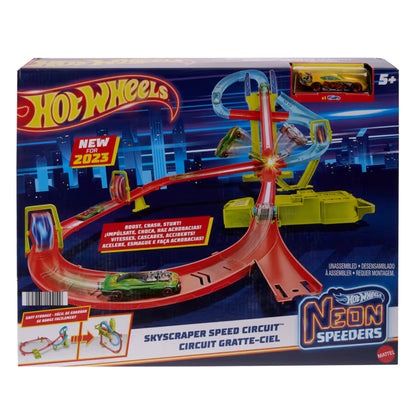 Hot Wheels Neon Speeders: Skyscraper Speed Circuit Track Set (HPC07)