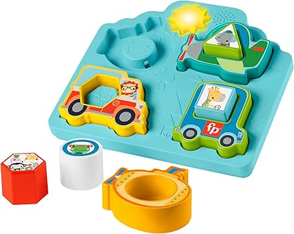 Fisher-Price Baby Sorting Toy Shapes & Sounds Vehicle Puzzle with Music & Lights (HRP31)