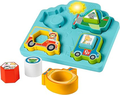 Fisher-Price Baby Sorting Toy Shapes & Sounds Vehicle Puzzle with Music & Lights (HRP31)