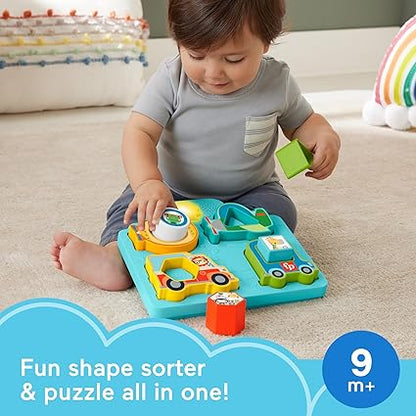 Fisher-Price Baby Sorting Toy Shapes & Sounds Vehicle Puzzle with Music & Lights (HRP31)