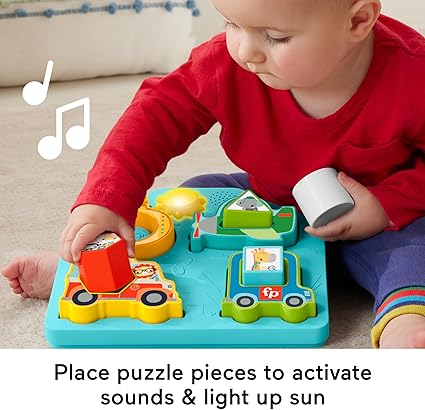 Fisher-Price Baby Sorting Toy Shapes & Sounds Vehicle Puzzle with Music & Lights (HRP31)
