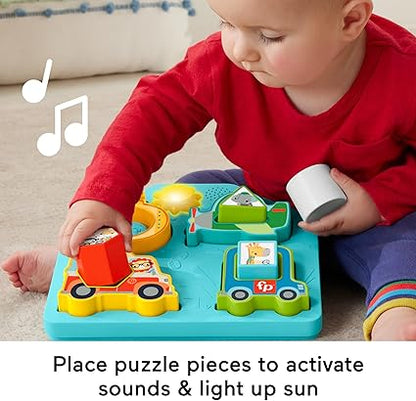 Fisher-Price Baby Sorting Toy Shapes & Sounds Vehicle Puzzle with Music & Lights (HRP31)