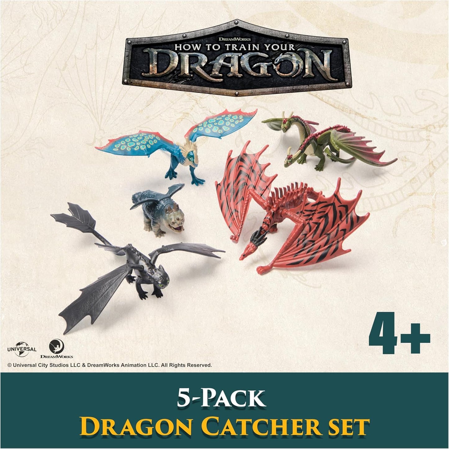 Dreamworks Dragons How to Train Your Dragon, 5-Pack Dragon Catcher Set with Hiccup’s Mangler Net Launcher