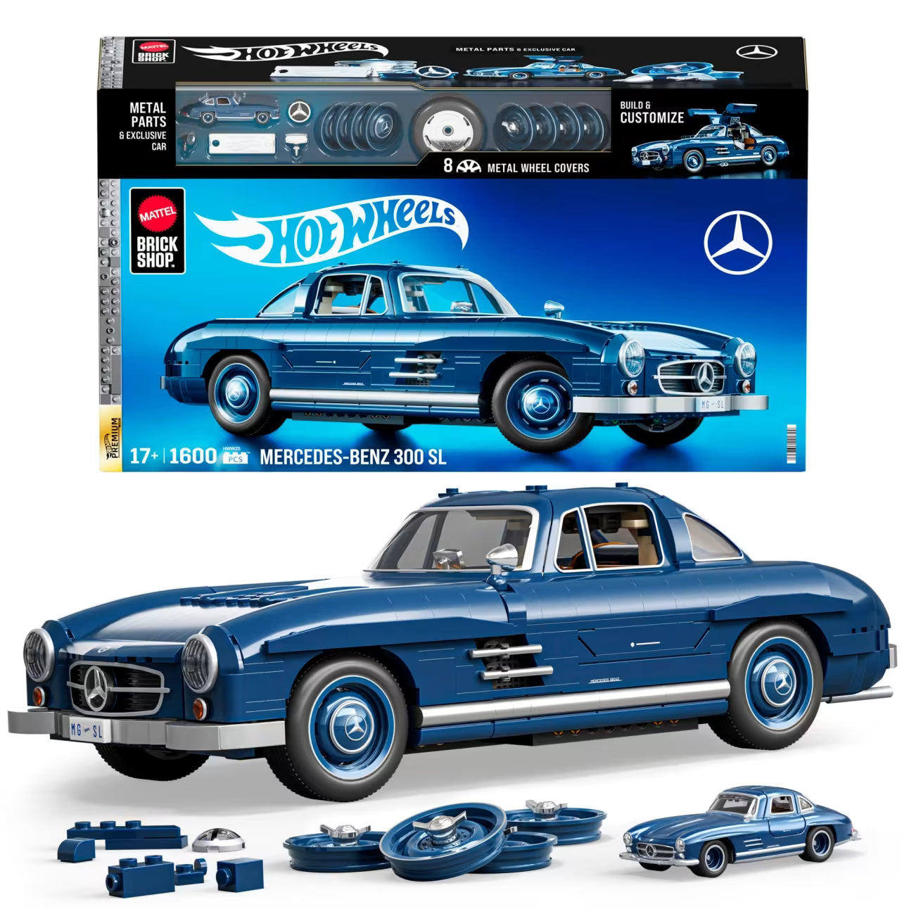 Mattel Brick Shop Hot Wheels Mercedes-Benz 300 Sl Building Toy Kit (1600 Pieces)