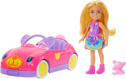 Barbie Chelsea Toy Car Set with Bear-Themed Convertible & Teddy Bear Accessory (HXN05)