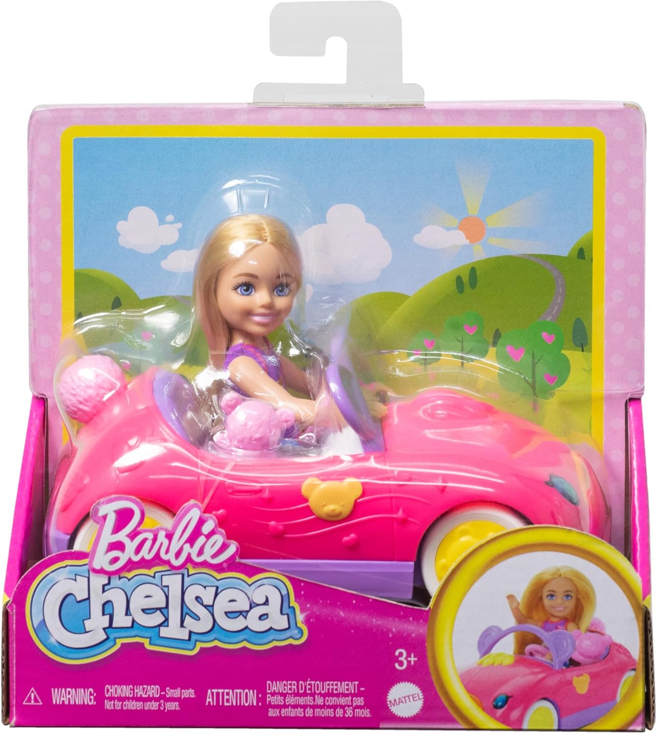 Barbie Chelsea Toy Car Set with Bear-Themed Convertible & Teddy Bear Accessory (HXN05)