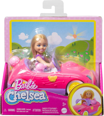 Barbie Chelsea Toy Car Set with Bear-Themed Convertible & Teddy Bear Accessory (HXN05)