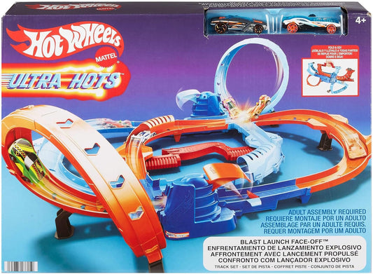 Hot Wheels Toy Car Track Set, Ultra Hots Blast Launch Face-Off (HXR71)