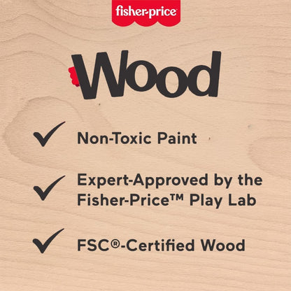 Fisher-Price Wood Toddler Toy Castle Block Set, 28 Wooden Pieces for Stacking Developmental Play (HXT80)