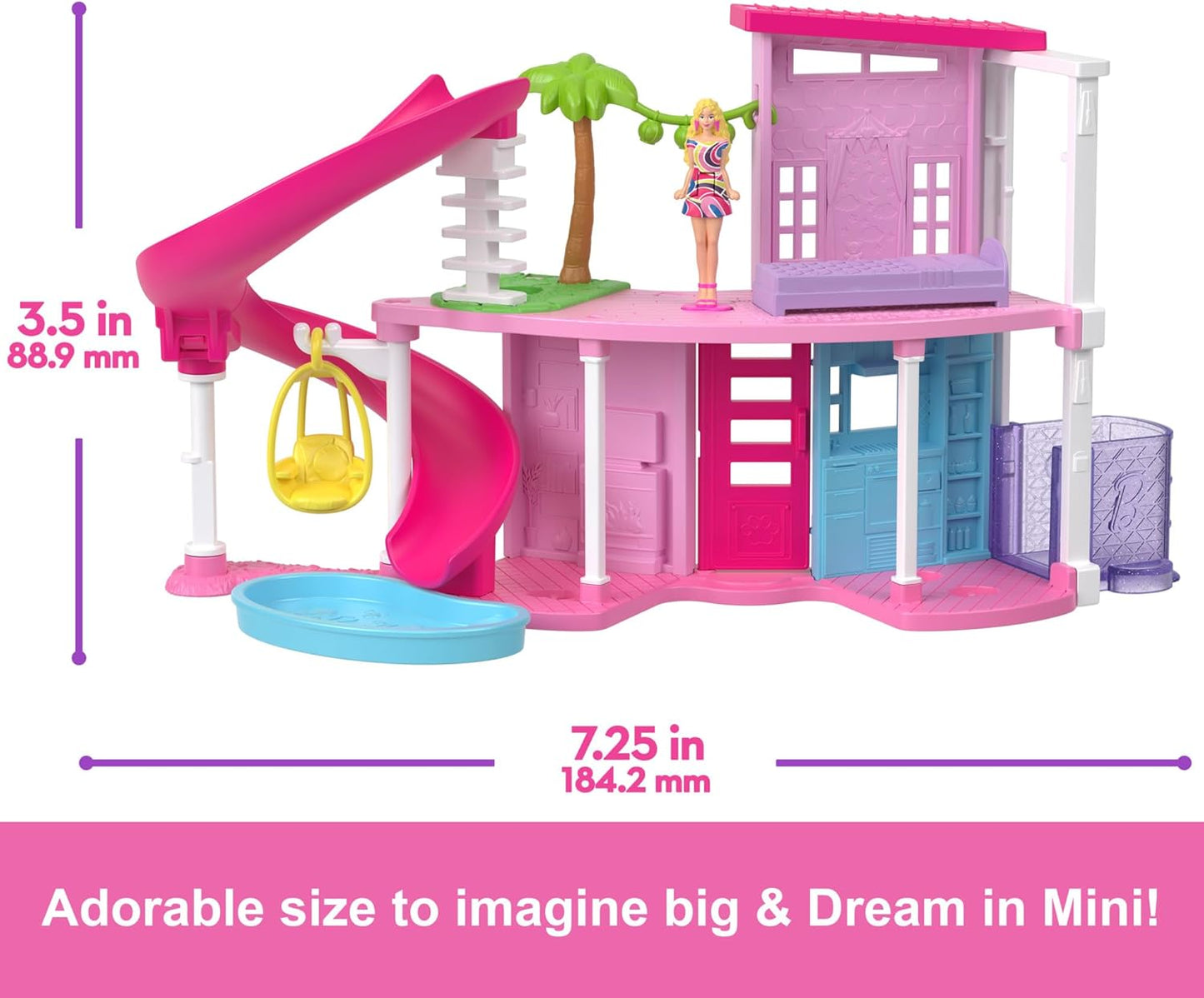Barbie Mini BarbieLand Doll Dreamhouse Sets, with Surprise 1.5-inch Barbie Doll Assortment (HYF44)