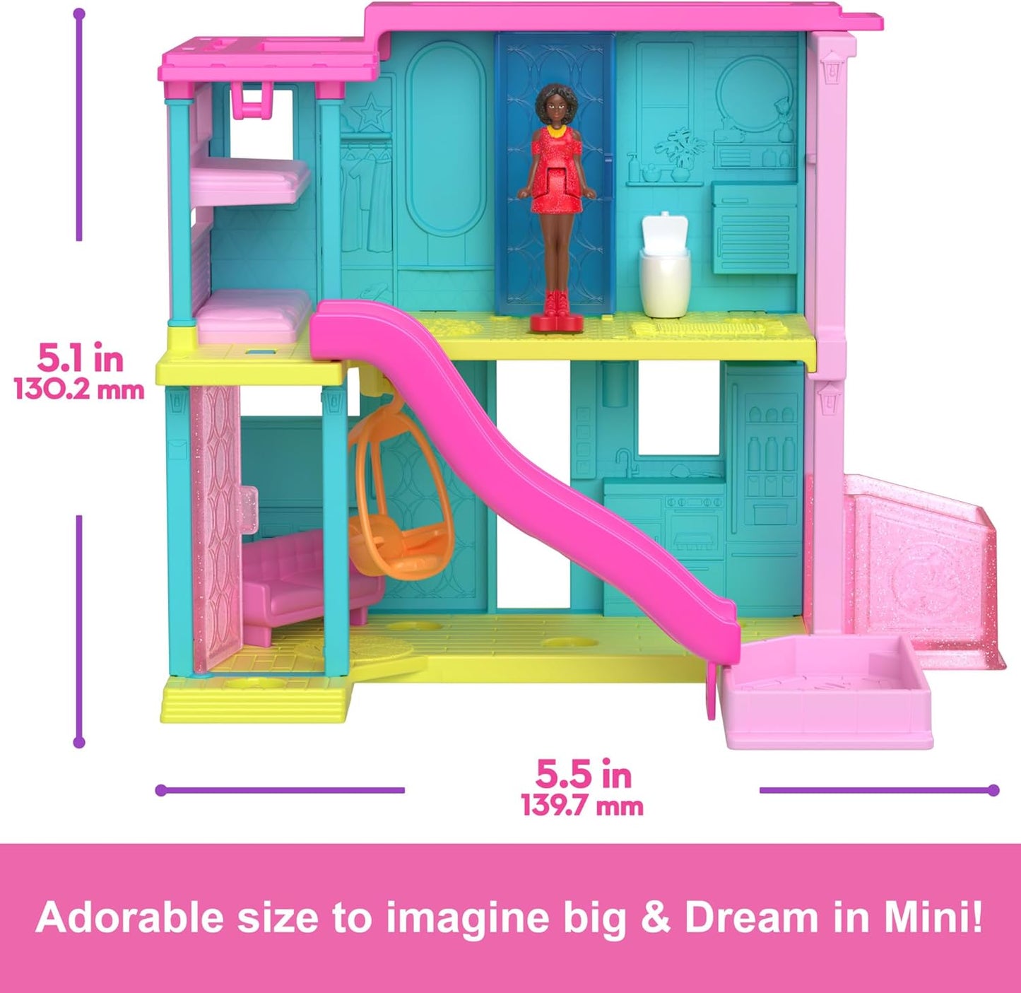 Barbie Mini BarbieLand Doll Dreamhouse Sets, with Surprise 1.5-inch Barbie Doll Assortment (HYF44)