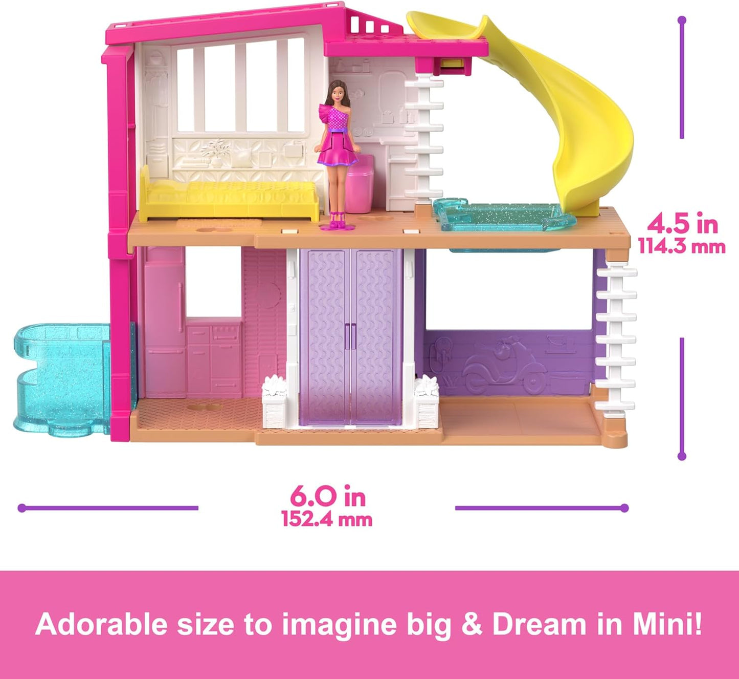 Barbie Mini BarbieLand Doll Dreamhouse Sets, with Surprise 1.5-inch Barbie Doll Assortment (HYF44)