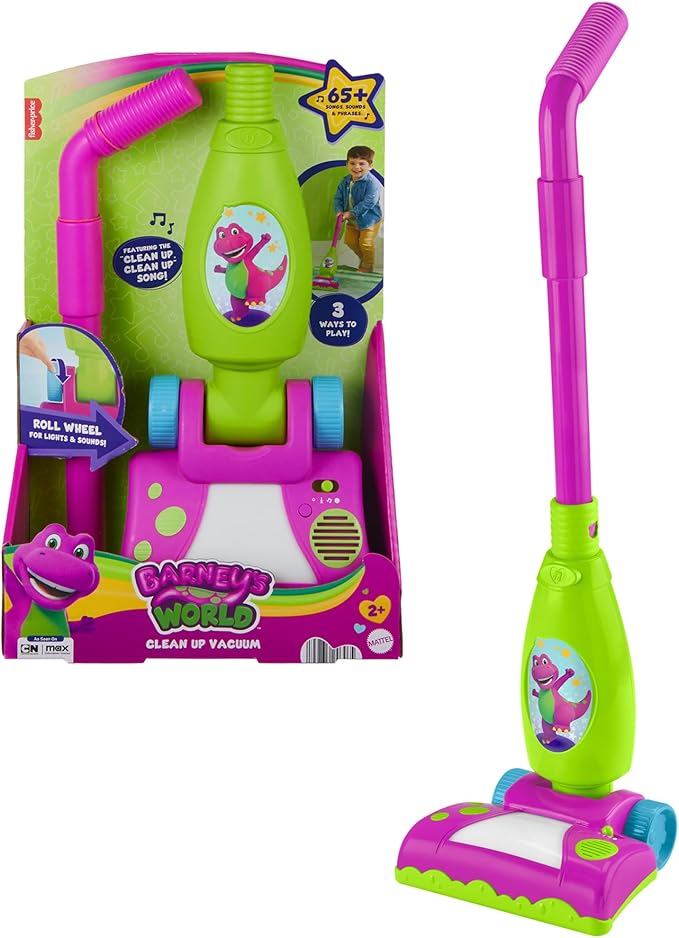 Mattel Barney’s World Toddler Toy Clean Up Vacuum Electronic Push Along (HYH03)